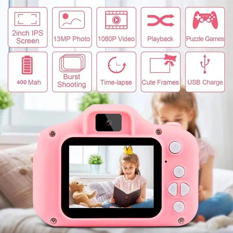 Super Cute Children Camera 1080P HD Toddler Digital Video Camera 2.0-inch Kids Camera with Silicone Cases Toys for  Christmas
