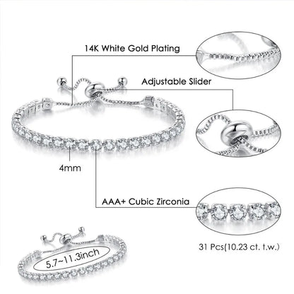 Adjustable Colorful Birthstone Tennis Bracelets for Women 4MM Crystal Bangle Female Hand Chain Trend Jewelry Accessories H133