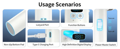 Portable Mini Fan Handheld Fan Ice Compress LED Display Ice Face 100 Wind Speeds 5200mAh USB Rechargeable Battery Fan