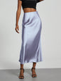 21 Colors New 2026 Women's Elegant High Waist Satin Long Skirts Female Summer Solid Color Faldas