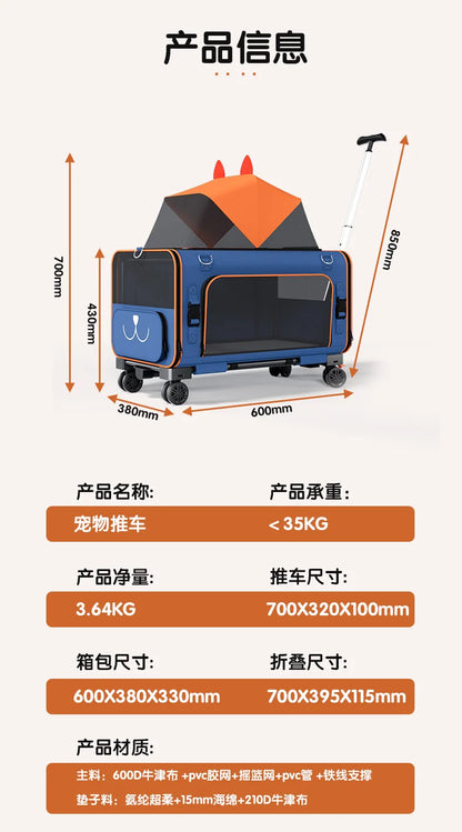 Pet Go out Trolley Portable Shoulder Bag Small Dog Cat Carrier Travel-friendly Pet Transport