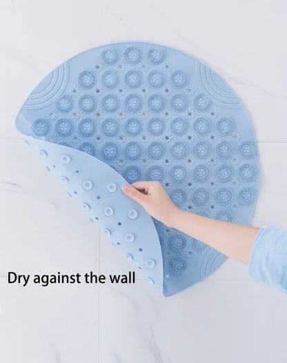Bathroom Mat Anti-slip Sucker Round PVC Bath Mat with Drain Hole Silicone Bathing Rugs Foot Massage Pad Bathtub Soft Shower Mat