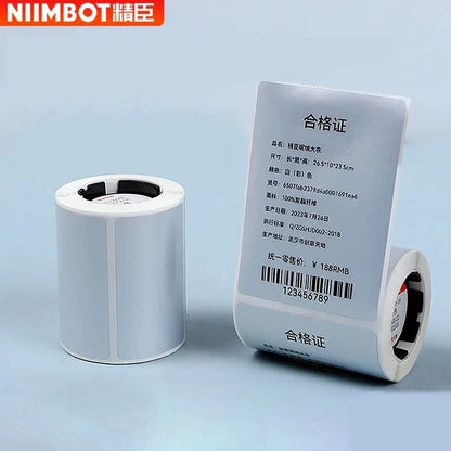 Niimbot M2/M3 Silver Label  Heat Transfer Print Paper Fixed Asset Sticker Office Equipment Laser Silver Self-adhesive