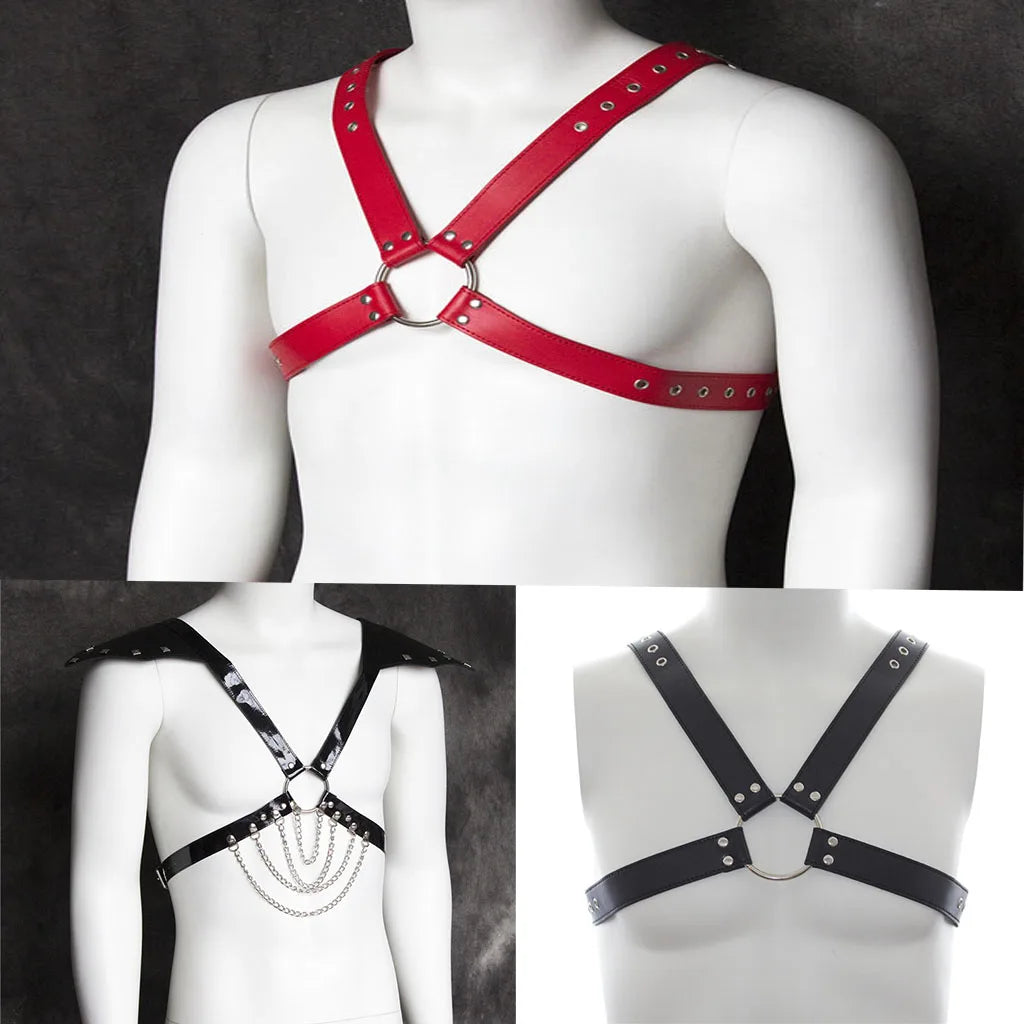 Fetish Men Leather Arm Harness Belt BDSM Gay Body Bondage Sex Lingerie Arm Harness Strap Sexual Gay Clothes for Stage Rave Club