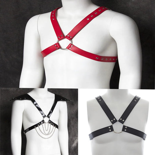 Fetish Men Leather Arm Harness Belt BDSM Gay Body Bondage Sex Lingerie Arm Harness Strap Sexual Gay Clothes for Stage Rave Club