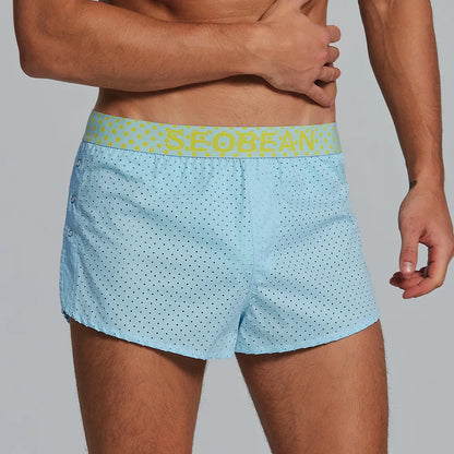 Men's Casual Shorts Side Fork Button Design Outdoor Aro Pants Mesh Breath Summer Beach Board Shorts Teenager Home Jog Gym Trunks