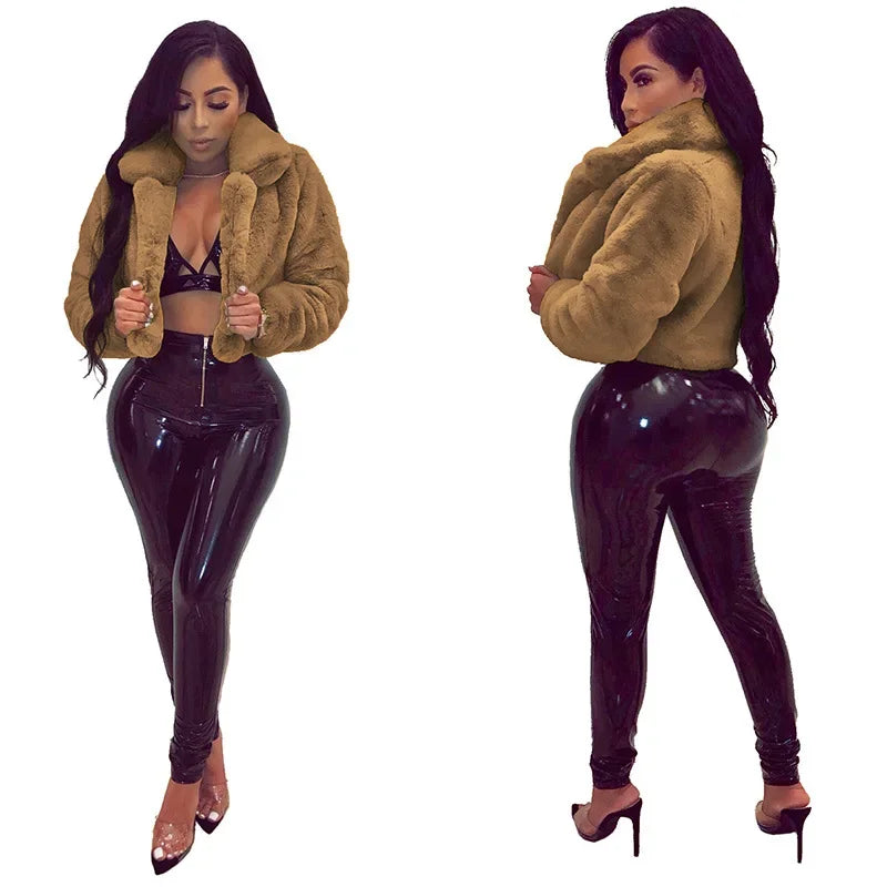 Women Coat Faux Fur Coats Sexy Short Jackets Turn Down Collar Long Maxi Loose Open Stitch Thick Warm Outerwear Autumn Winter