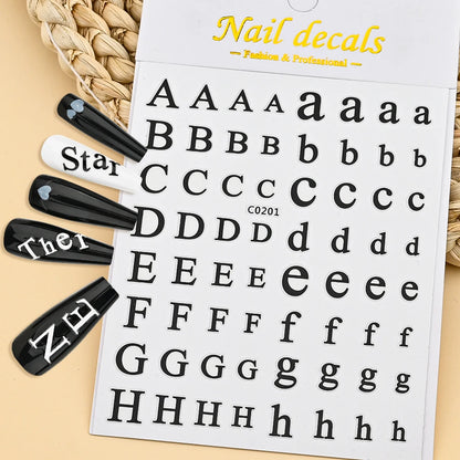3D Glittery Gothic Letter Design Nail Art Stickers Uppercase Alphabet Letters Artistic Designs DIY Nail Art Decals Decoration #1