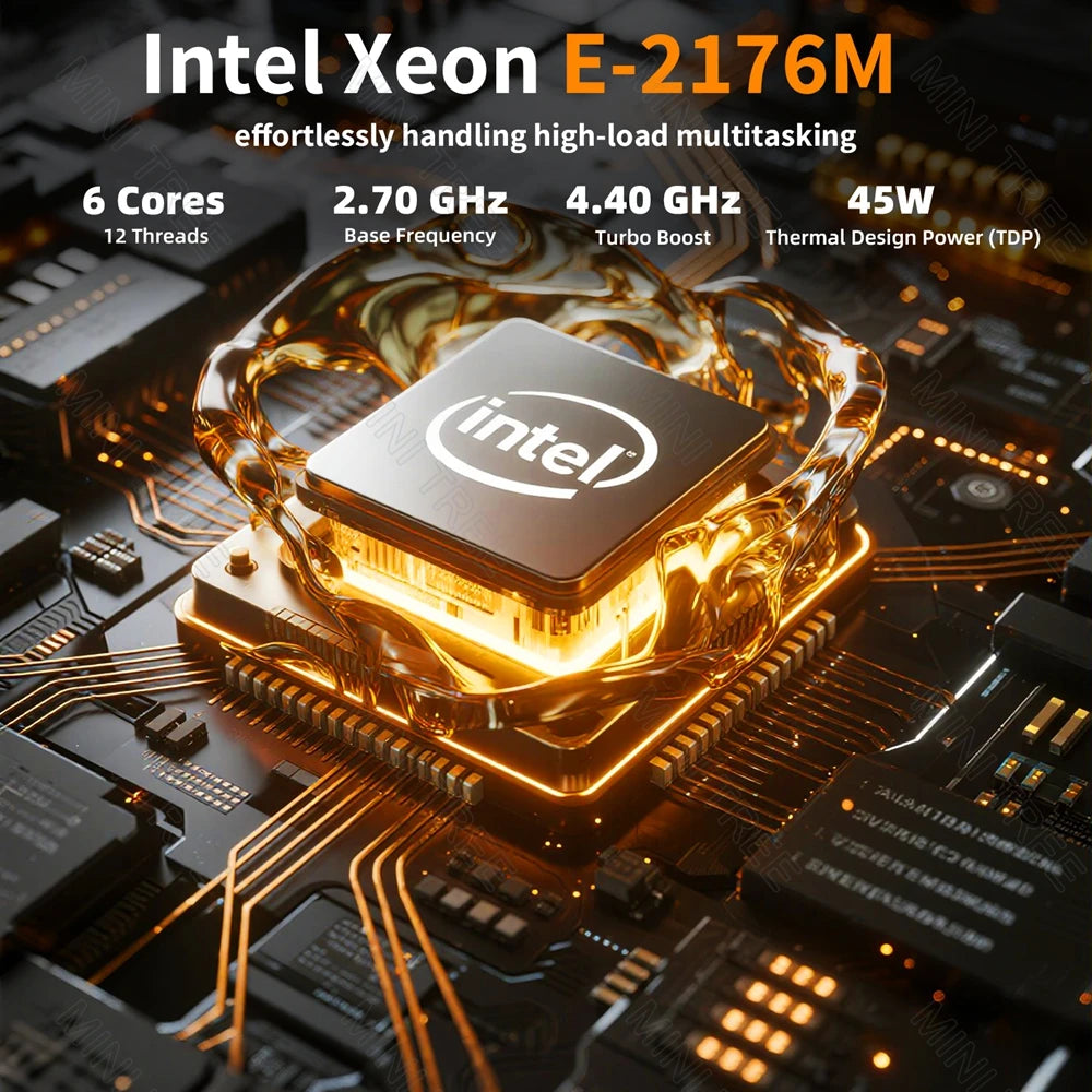 Intel Xeon W-10885M ECC RAM Win11 Mini Gaming PC 2*DDR4 NVME 2Lans Office Gamer Desktop Computer 2186M Web Server Host HD DP
