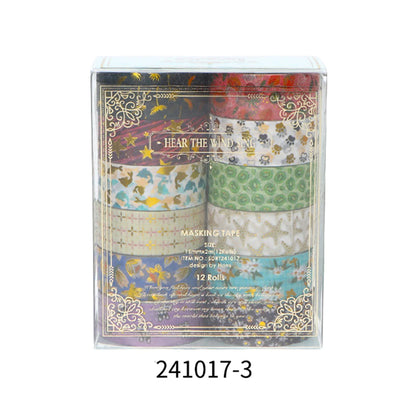 Creative Floral Hot Foil Washi Tape Set,12 Rolls Decorative Masking Tape for Scrapbooking,Journaling,DIY Gift Supplies