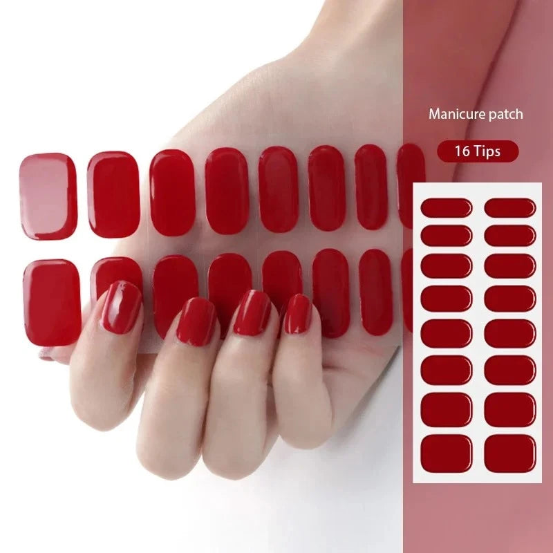 16/22 Tips Semi Cured Gel Nail Stickers for UV Lamp Designer Adhesive Nail Gel Wraps DIY Long-lasting  Nail Decoration
