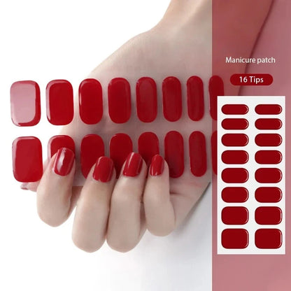 16/22 Tips Semi Cured Gel Nail Stickers for UV Lamp Designer Adhesive Nail Gel Wraps DIY Long-lasting  Nail Decoration
