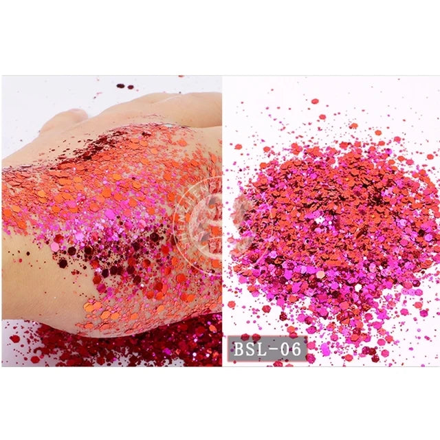 5g/BagGlitter Chameleon Nail Flakes Iridescent Chameleon Nail Powder Holographic Laser Colorful Nail Sequins 120 Colors Mix Size