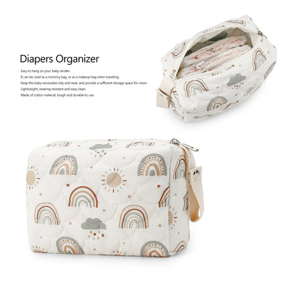 Baby Diaper Bag Waterproof Nappy Bag Reusable Wet/Dry Storage Handbag For Stroller Travel Mommy Pouch Rainbow Printed