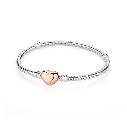 Original 925 Sterling Silver Bracelets Love Heart Moon Flower Butterfly Pave CZ Bracelets For Women DIY Jewelry Party Gift