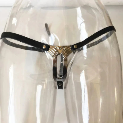 Stainless Steel Invisible Female Chastity Belt Sexy Briefs Leather Bondage Metal Chain Erotic Pants Adult Games BDSM Fetish Wear