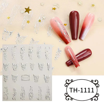 1PCS Marbled Nail Sticker 3D Abstract Lines Sticker Nail Art Supplies Nail Decals Y2K Laser Butterfly Ladies Nail Art Decoration