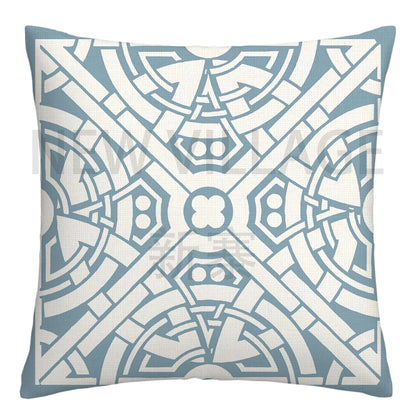 Lake blue white geometric linen pillowcase sofa cushion cover home decoration can be customized for you 40x40 45x45 50x50 60x60