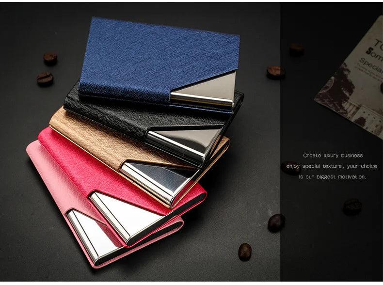 Luxury Wallet PU Leather Business ID Credit Card Holder For Women Men Fashion Brand Metal Aluminum Card Case
