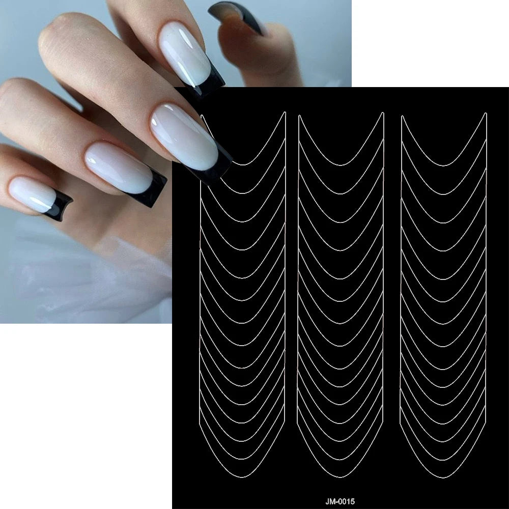 24-Design Airbrush Stencil Nail Stickers 1Pcs Butterfly/Heart/French Line Nail Decal Adhesived DIY Nail Template Airbrush Slider