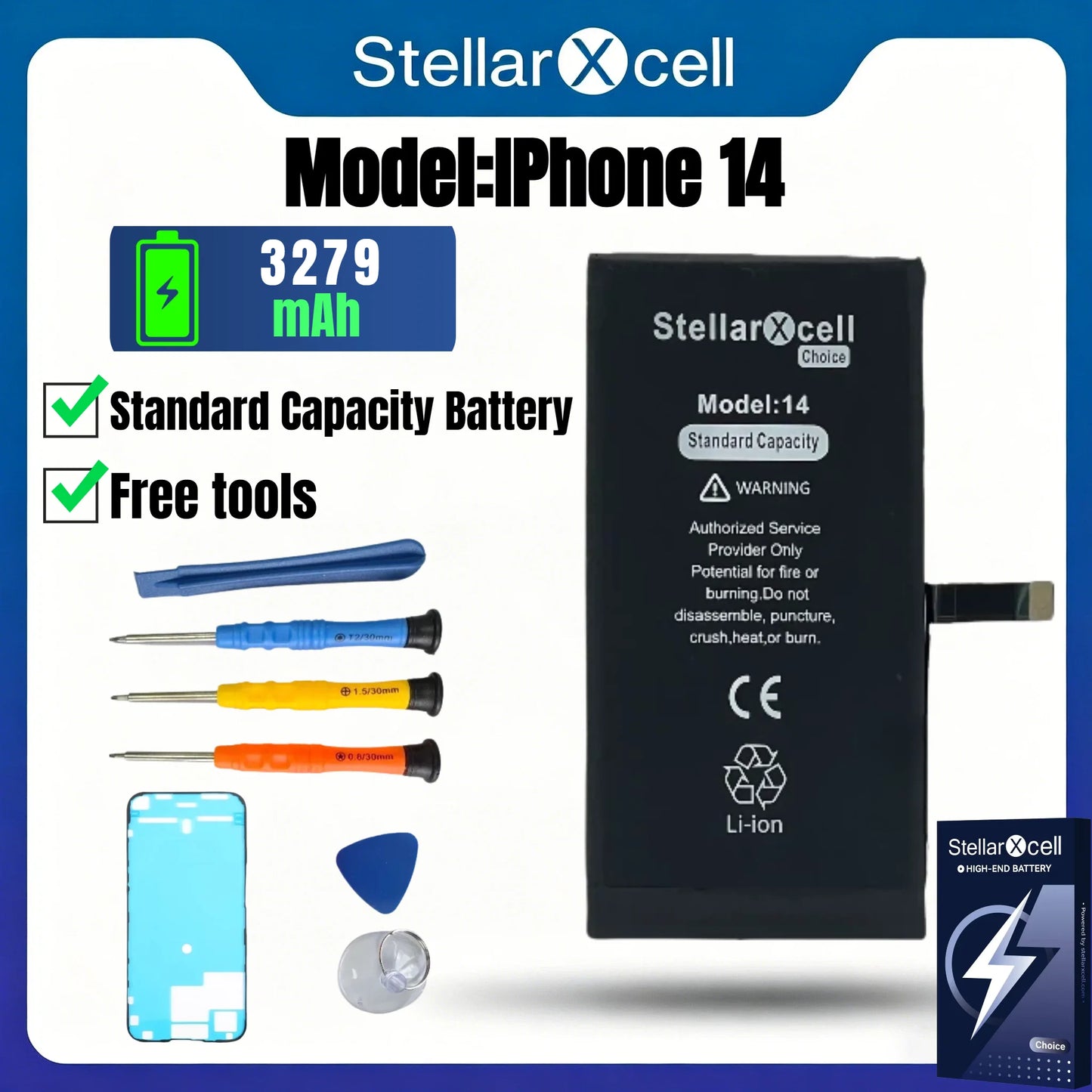 StellarXcell Choice Battery for iPhone 11 12 13 14 15 Mini Plus Pro Promax Original Capacity Replacement Bateria High Quality