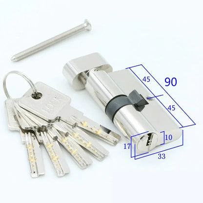 Door Cylinder 55 60 65 70 75 80 85 90mm Security Copper Lock Cylinder Interior Bedroom Living Handle Brass Key Locking 5 Keys