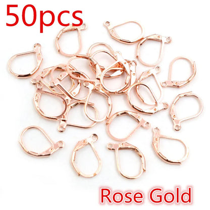 30-50pcs/lot Gold Silver French Lever Earring Hooks Wire Settings Base Hoops Earrings For DIY Jewelry Making Supplies Wholesale