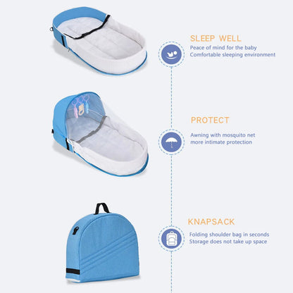 Baby Travel Bed Tight Stitching Baby Travel Cot Soft Linen Cotton Tear Resistant Multifunctional Comfortable Touch for Garden