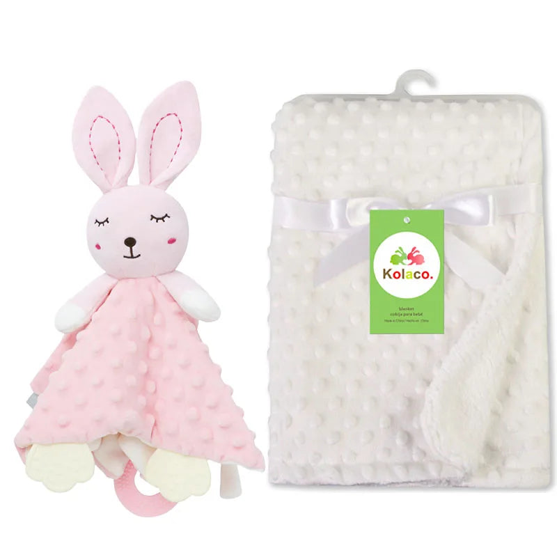 Custom Name Baby Blanket Personalized Baby Shower Gift Soft Minky Dot 2-in-1 Blanket & Lovey Set for Boys Girls