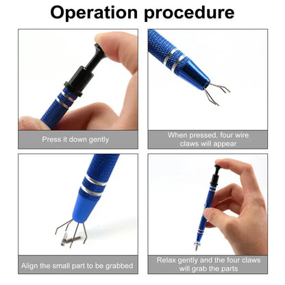 4 Claws Tweezer Jewelry Beads Holder Gems Parts Screws Pick-up Tools Grabber Catcher Jewelry Clip 4 Prongs Tweezer