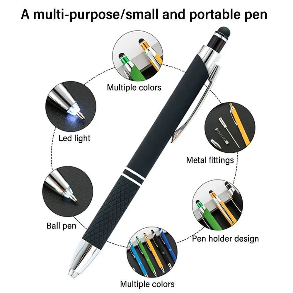 New 3in1 Multi-function Pen Capacitive Pen with LED Light 1.0mm Ballpoint Pen Stationery Screen Touch Gadgets Construction Tools