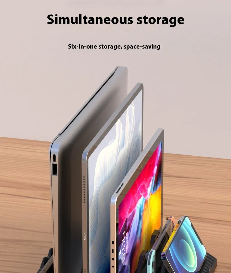 Vertical Laptop Stand Holder Adjustable Desktop Notebook Dock for Macbook iPad Phone Kindle Tablet 3In1 Storage Holder Support