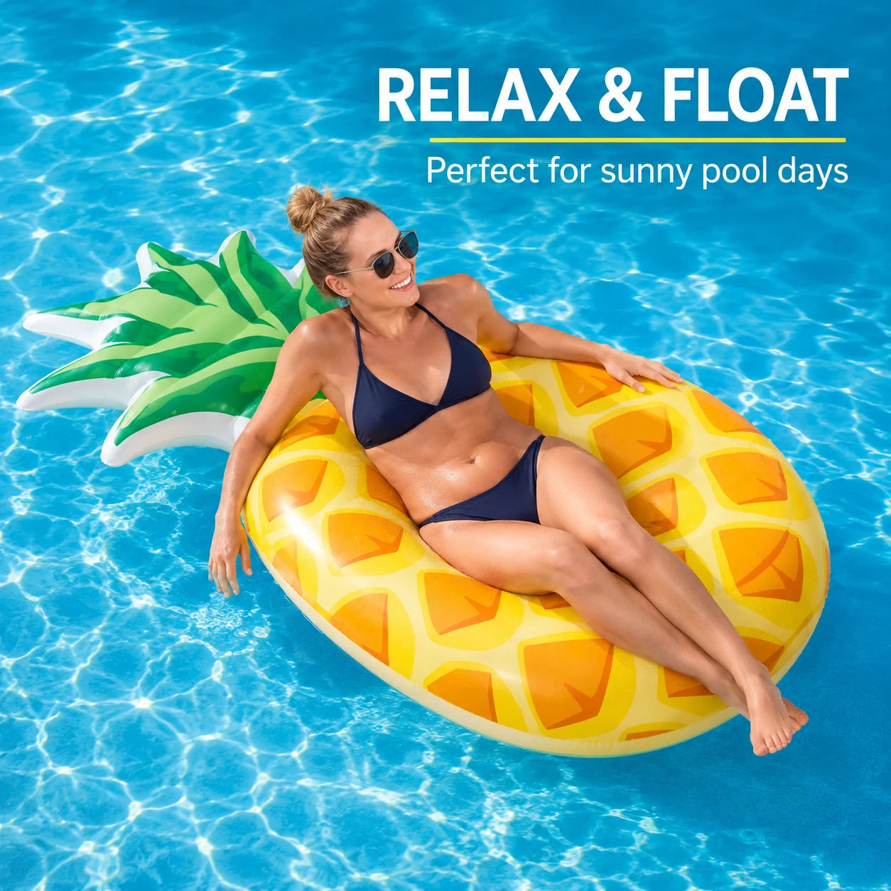 INTEX Pineapple Inflatable Pool Float 216 x 124 cm Large Tropical Swimming Pool Lounger for Summer Water Fun