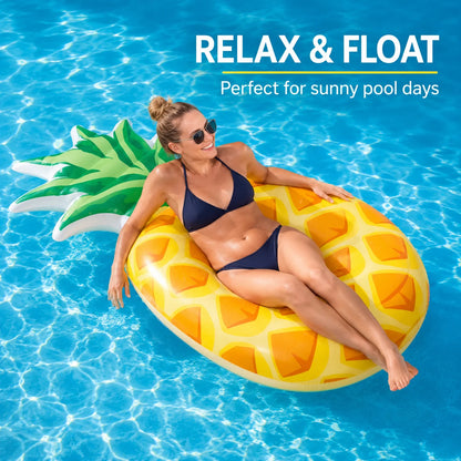 INTEX Pineapple Inflatable Pool Float 216 x 124 cm Large Tropical Swimming Pool Lounger for Summer Water Fun