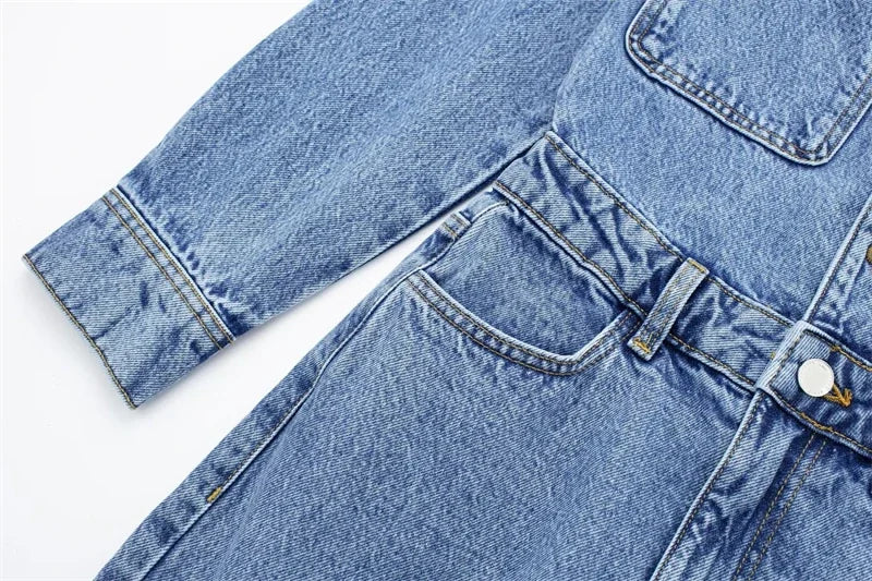 Streetwear Jeans Jumpsuits Fall Clothes 2024 Women Full Sleeve Long Pants Denim Rompers Playsuits One Pieces Set Overalls Outfit