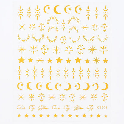 Black White Star 3D Nail Art Sticker Y2K Pentagram Self-Adhesive Decals Laser Shiny Glitters Starlight Manicure Ornaments Slider