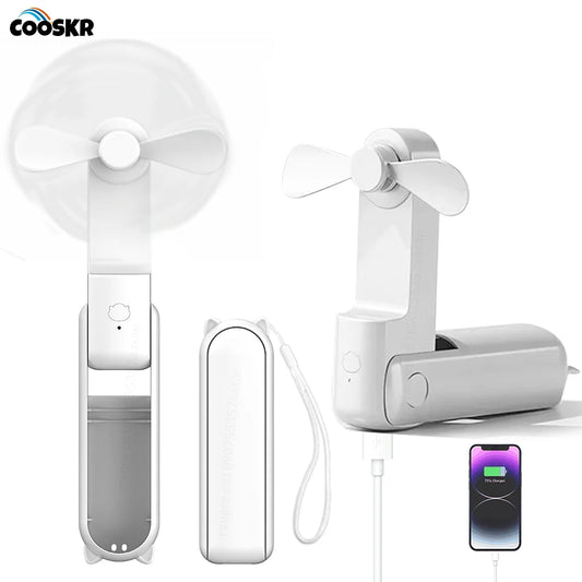 Rankinis mini ventiliatorius 3 viename nešiojamas ventiliatorius 2000 mAh, įkraunamas per USB, su maitinimo bloku, lengvas kišeninis mažas ventiliatorius kelionėms lauke