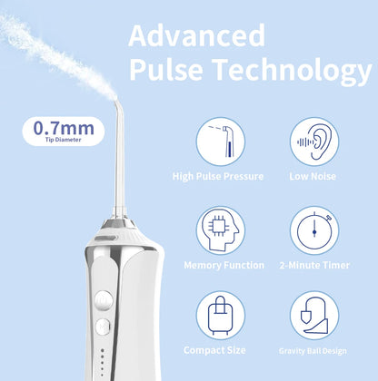 H2ofloss Oral Irrigator Water Flosser 140PSI High Pressure Water-Proof Design 300ml 5 Modes 5 Nozzles for Dental Cleaning