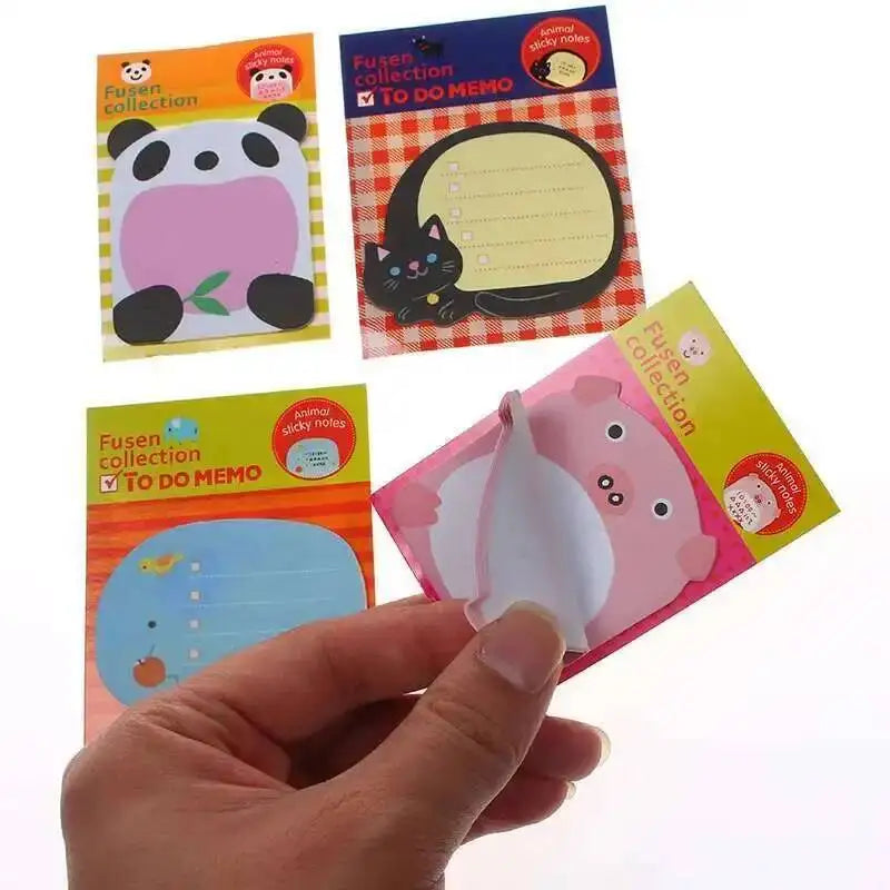 1 Pcs Sticker Cute Kawaii Animal Sticky Notes Notepad Memo Pads Office School Supply Stationery Panda Cat Hare Bookmark Post