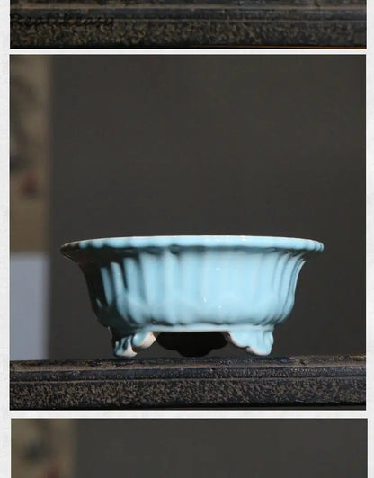 Chinese Style Purple Sand Flowerpot Home Desktop Ceramic Bonsai Pot Small Portable Handmade Succulent Glaze Flower Pots LC373