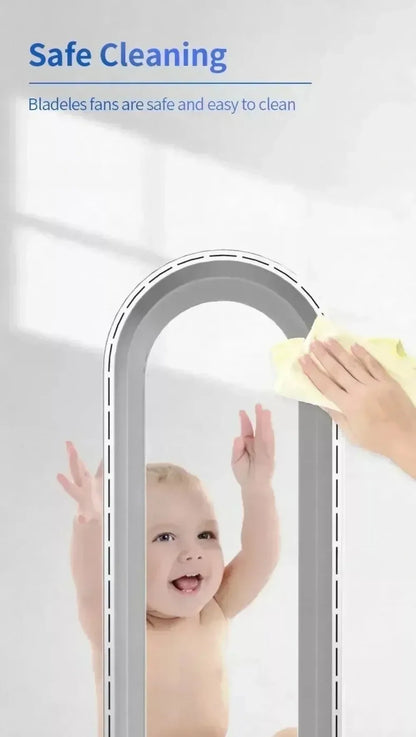 Smart Bladeless Fan with Remote Control 8 Wind Speeds Intelligent Timing 90° Oscillation Quiet Air Cooler for Home Bedroom