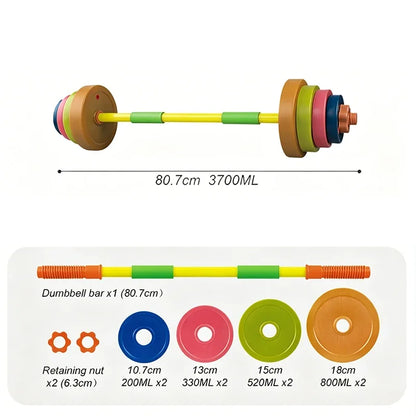 Adjustable Kids Dumbbell Barbell Set Indoor Outdoor Fitness Equipment Parent-Child Sports Toy Toddler Boy Girl Birthday Gifts