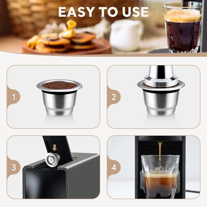 Reusable Pods for Nespresso Reusable Stainless Steel Capsule Crema Espresso Coffee Filters Reusable Pods Coffee Accessories