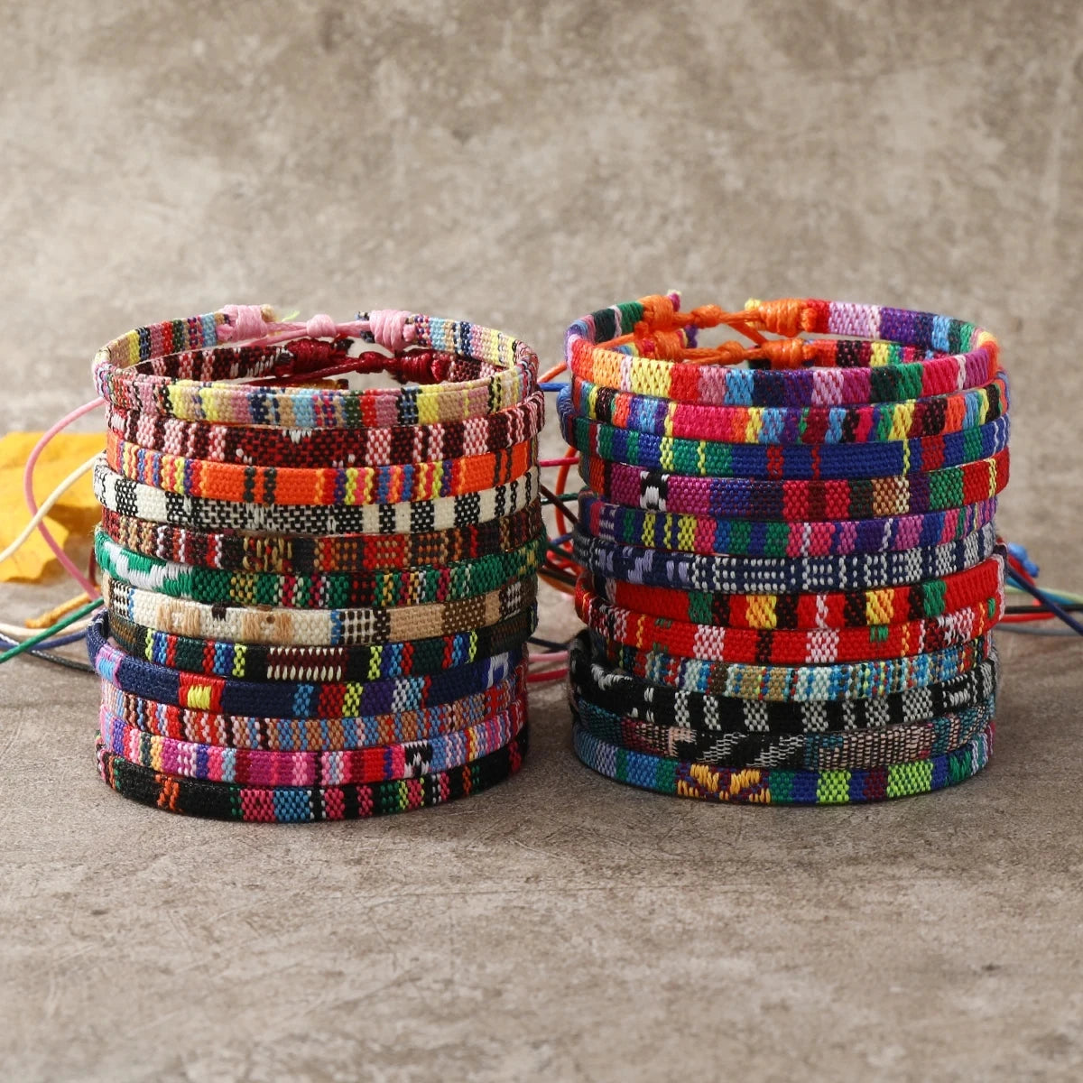 24pcs Bohemian 2 Style Woven Bracelets Set, Random Colorful Cloth Art Friendship Surf Bracelet For Men Women
