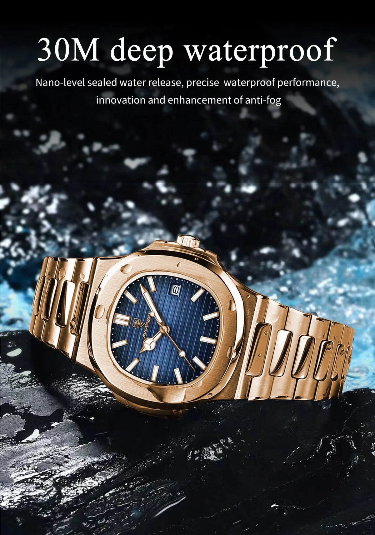 POEDAGAR Fashion Business Man Watch Waterproof Luminous Date Stainless Steel Men Quartz Watch Luxury Square Men's Watches Reloj