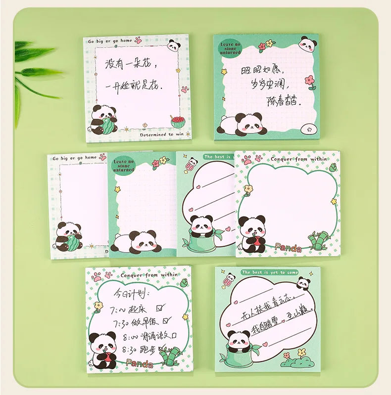 200sheets Panda Memo Pads Cute Animal Note Pads No Adhesive for Students Aesthetic Office School Supplies Bulk Notebook Labels