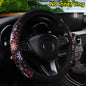 Women's 38CM Steering Wheel Cover Cherry Blossom  Chrysanthemum Check Spider Web Design Printed Car Accessory without Inner Ring