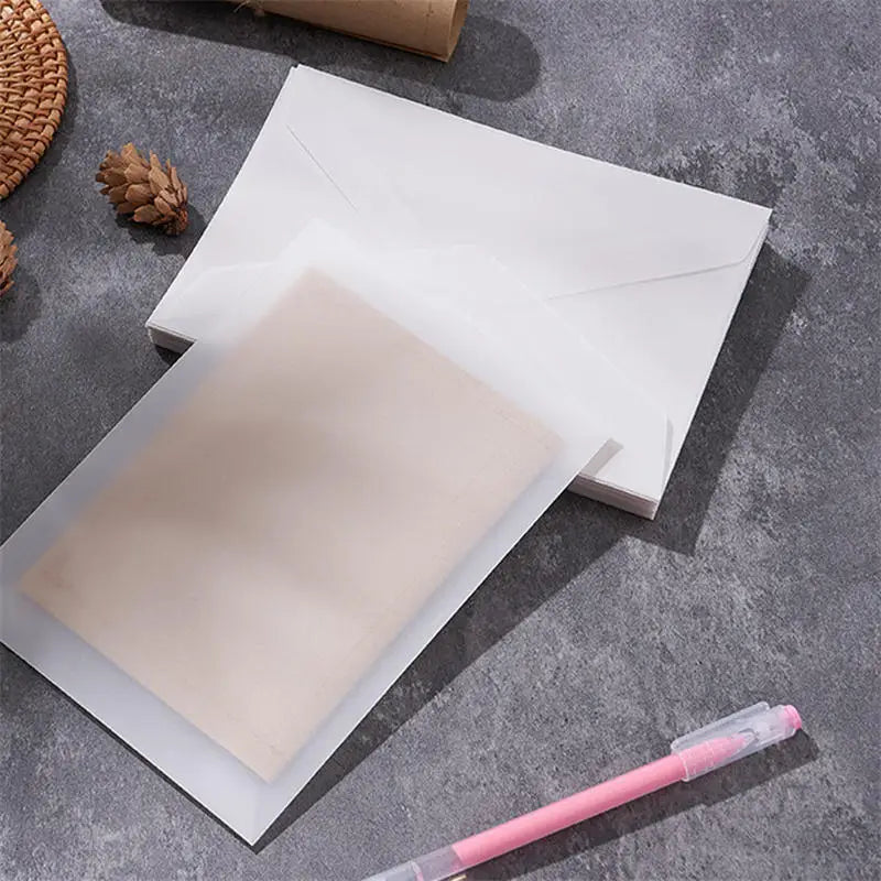 50Pcs/Pack Simple Semi-Transparent Vellum Paper Envelopes Matte Frosted for Postcards Greeting Cards Wedding Invitations