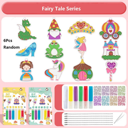 DIY Crystal Paint Arts And Crafts Set DIY Window Paint Art Pendant For Kids Suncatcher Kits Fun Party Activity Art Project