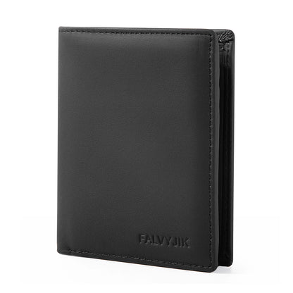 Men Wallet Genuine Leather Wallets for Men Zipper Purse Vertical Business Wallets RFID Anti-Theft Credit Card Holder Money Bag